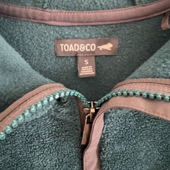 Toad & CO Women's Teal Pullover Fleece Sherpa Hooded 1/4 Zip Small - Picture 2 of 4